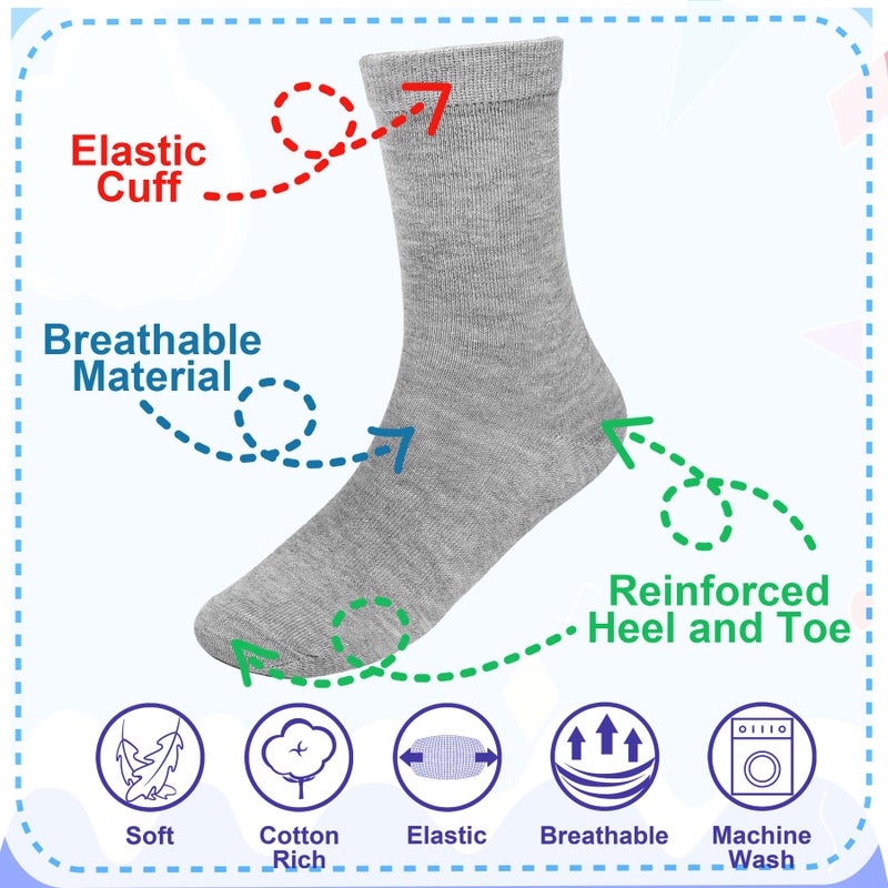 Falari 12-Pack Boy Toddler Kids Cotton Crew Socks 2-4 White - Image 2